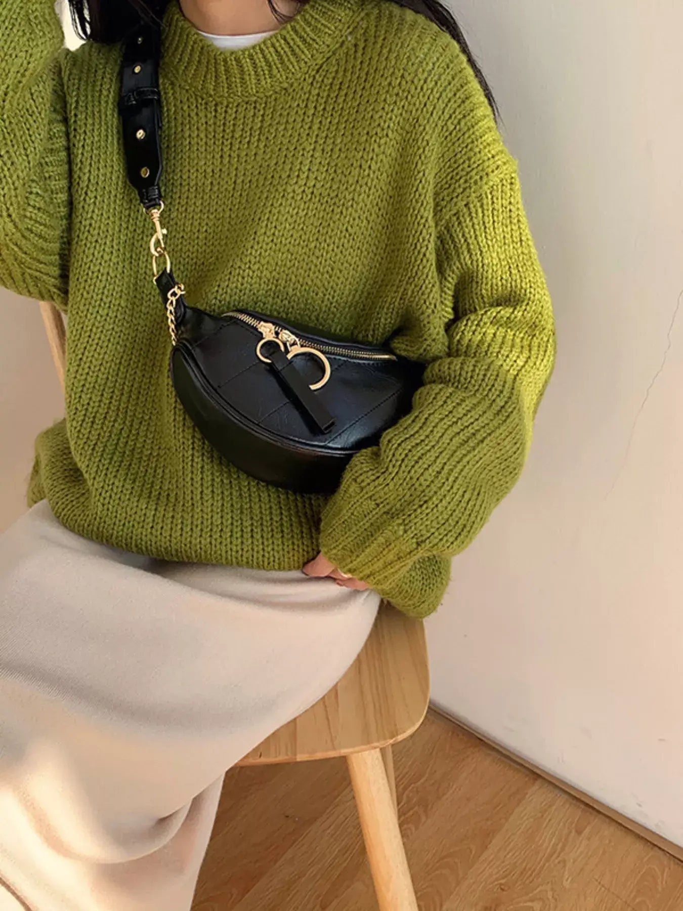 Chain Decor Crescent Crossbody Bag - Trendsi - Flyclothing LLC