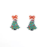 Christmas Tree Bow Dangle Earrings - Trendsi - Flyclothing LLC
