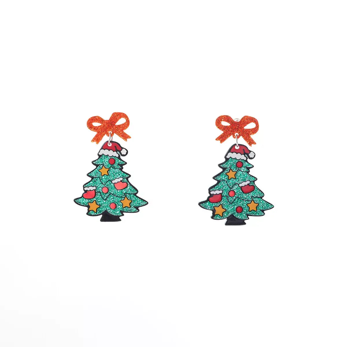 Christmas Tree Bow Dangle Earrings - Trendsi - Flyclothing LLC
