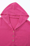 Exposed Seam Detail Henley Knit Hoodie - Trendsi - Flyclothing LLC