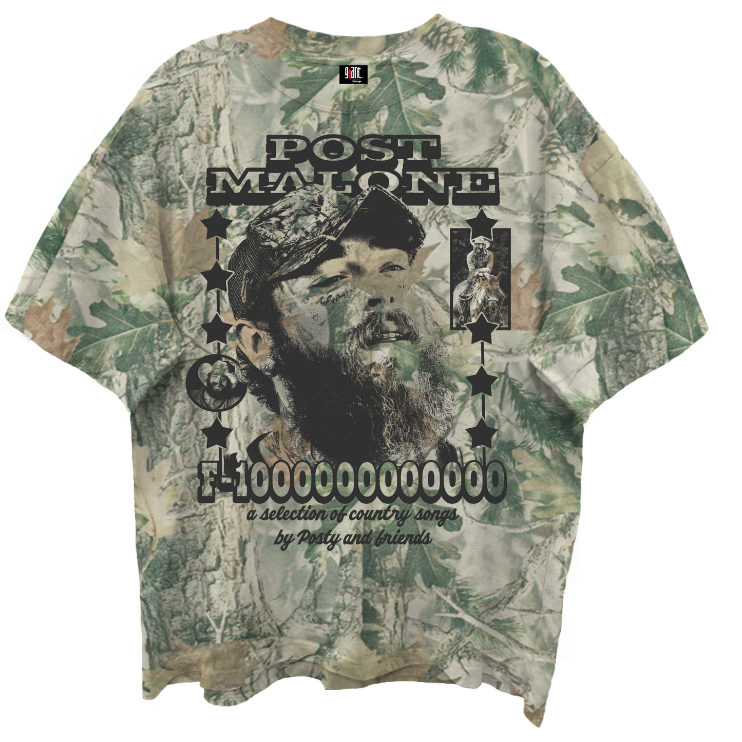 POST MALONE F-1 WOODLAND CAMO T-SHIRT/GIANT VINTAGE/S
