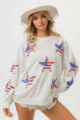 BiBi American Flag Sequin Star Sweatshirt - Trendsi - Flyclothing LLC