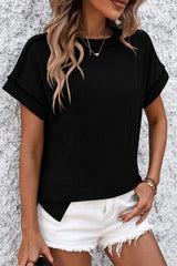 Striped Round Neck Short Sleeve T-Shirt - Trendsi - Flyclothing LLC
