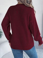 Cable-Knit Long Sleeve Cardigan - Trendsi