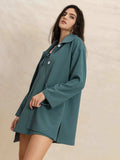 Tie Shoulder Mini Dress and Long Sleeve Top Set - Trendsi - Flyclothing LLC