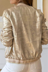 Baseball Collar Zip Up Long Sleeve Jacket - Trendsi - Flyclothing LLC