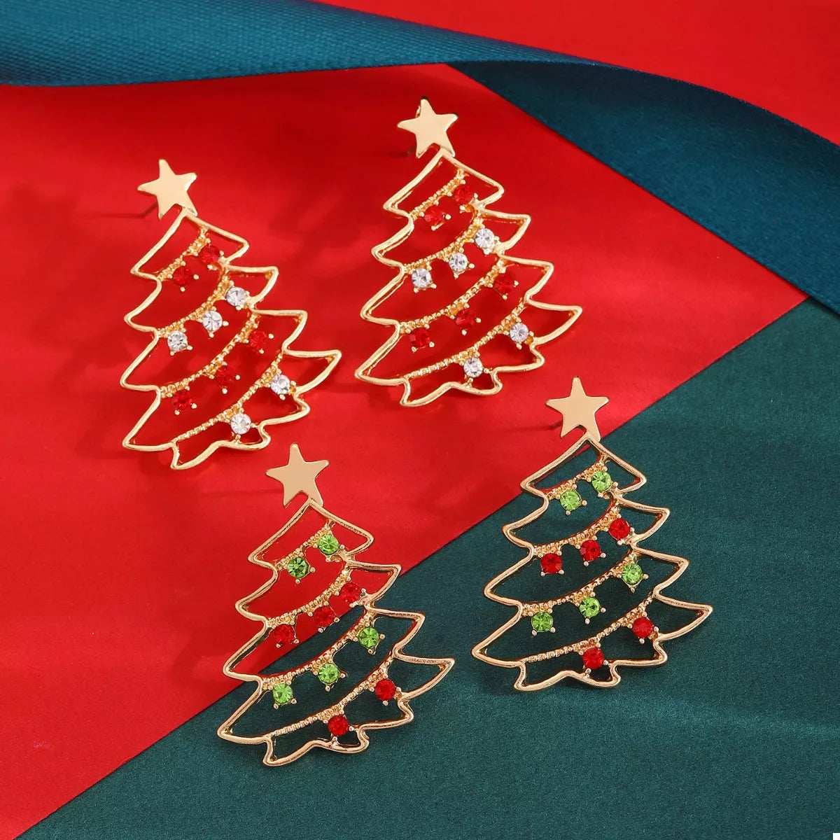 18K Gold-Plated Christmas Tree Earrings - Trendsi - Flyclothing LLC