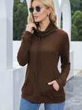 Drawstring Mock Neck Raglan Sleeve T-Shirt - Trendsi