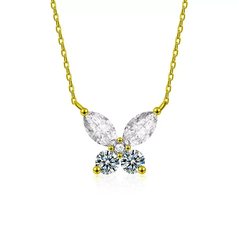 925 Sterling Silver Moissanite Butterfly Necklace - Trendsi - Flyclothing LLC
