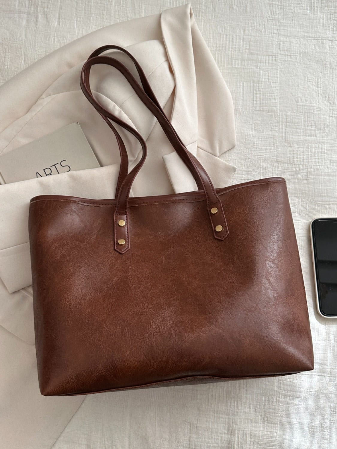 PU Leather Medium Shoulder Bag - Trendsi