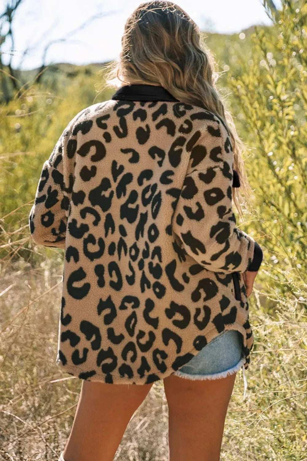 Leopard Button Up Long Sleeve Jacket - Trendsi - Flyclothing LLC