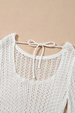 Hollow Out Bell Sleeve Drawstring Knit Cover Up Dress - Trendsi - Flyclothing LLC