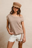 BiBi One Side Off Shoulder Knit Top - Trendsi - Flyclothing LLC