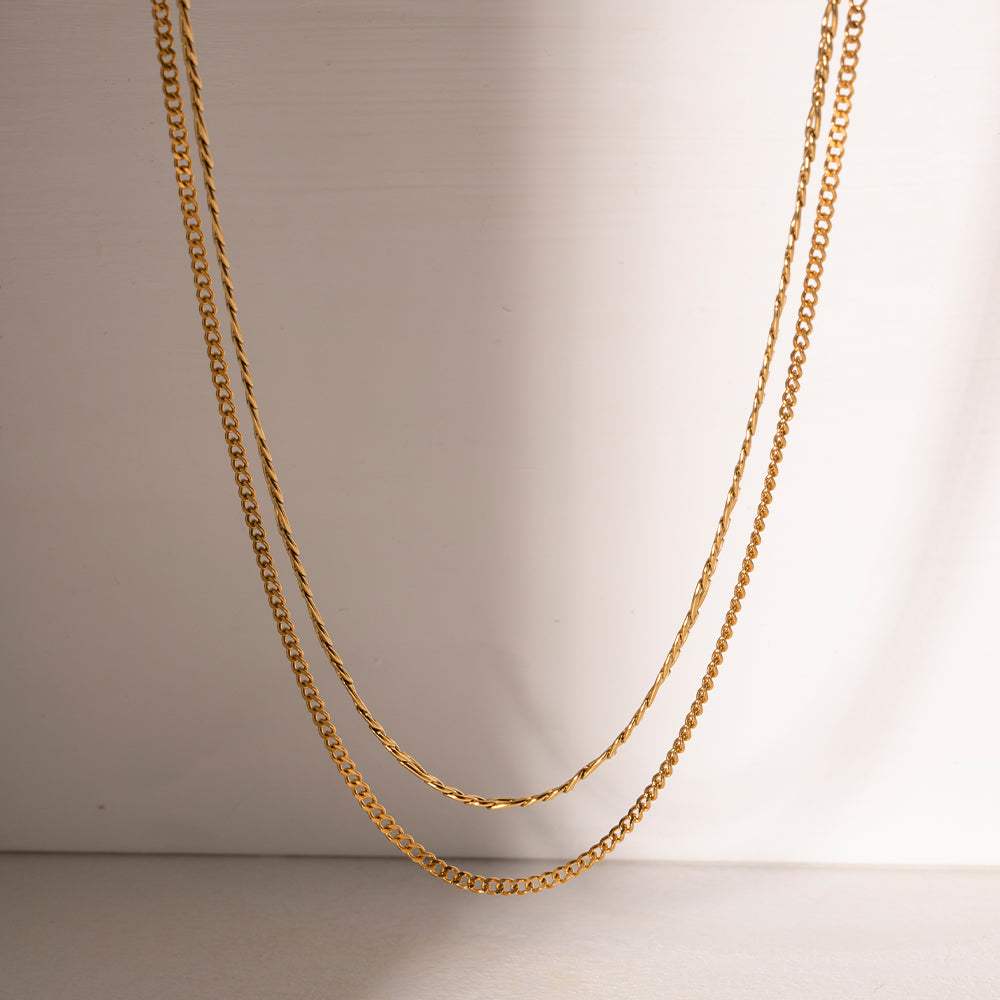 Stainless Steel Double-Layered Necklace - Trendsi - Flyclothing LLC