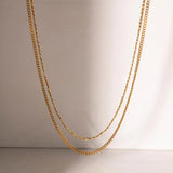 Stainless Steel Double-Layered Necklace - Trendsi
