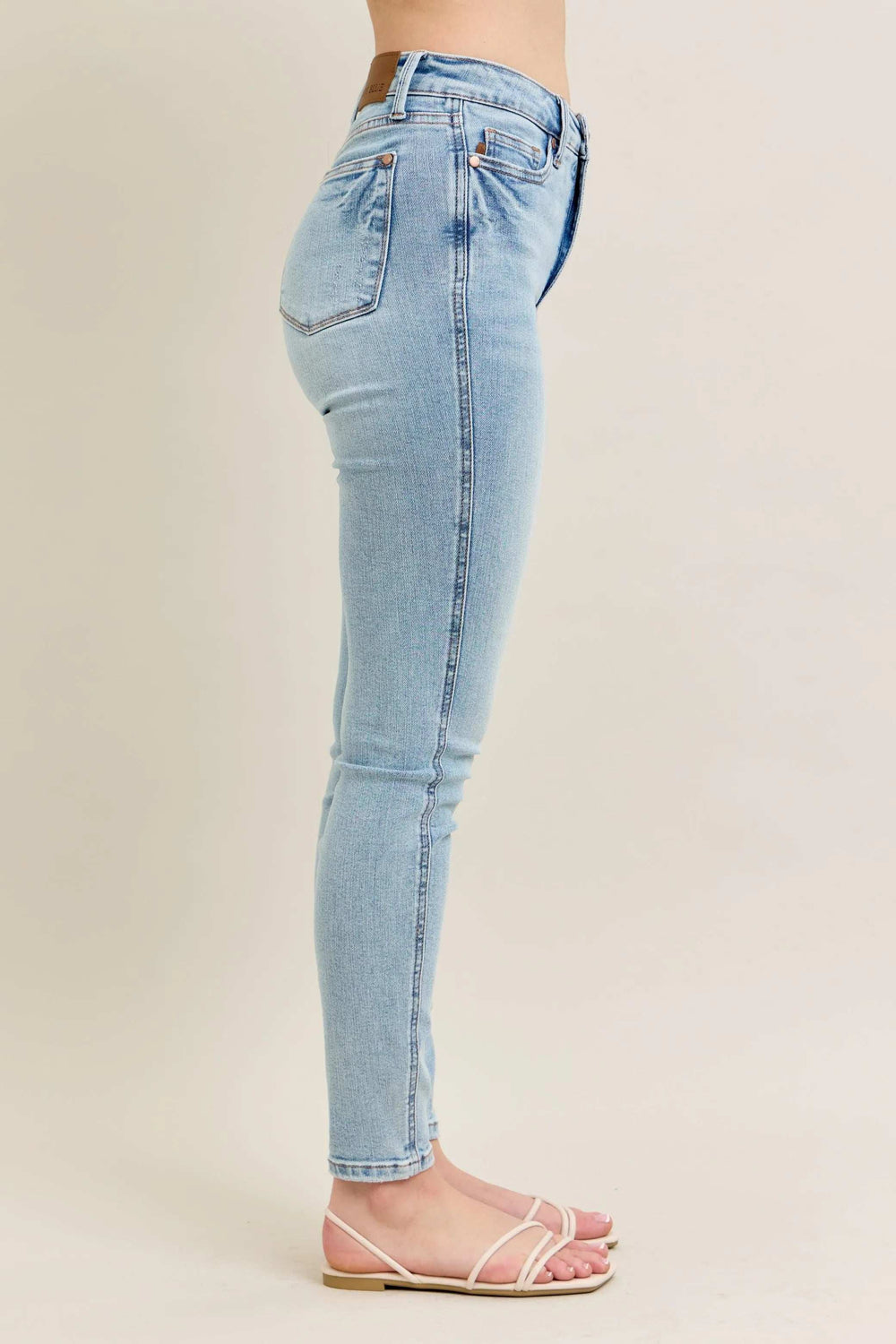 Judy Blue Full Size Mr Tummy Control Vintage Wash Skinny Jeans Plus Size - Trendsi - Flyclothing LLC