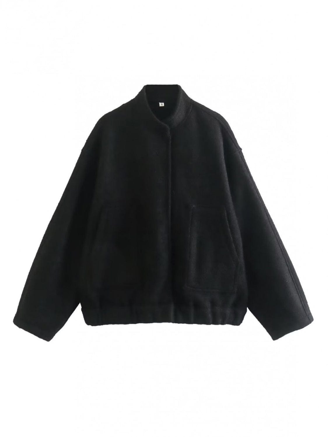 Full Size Snap Down Drop Shoulder Jacket - Trendsi