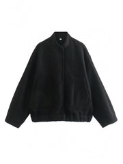 Full Size Snap Down Drop Shoulder Jacket - Trendsi