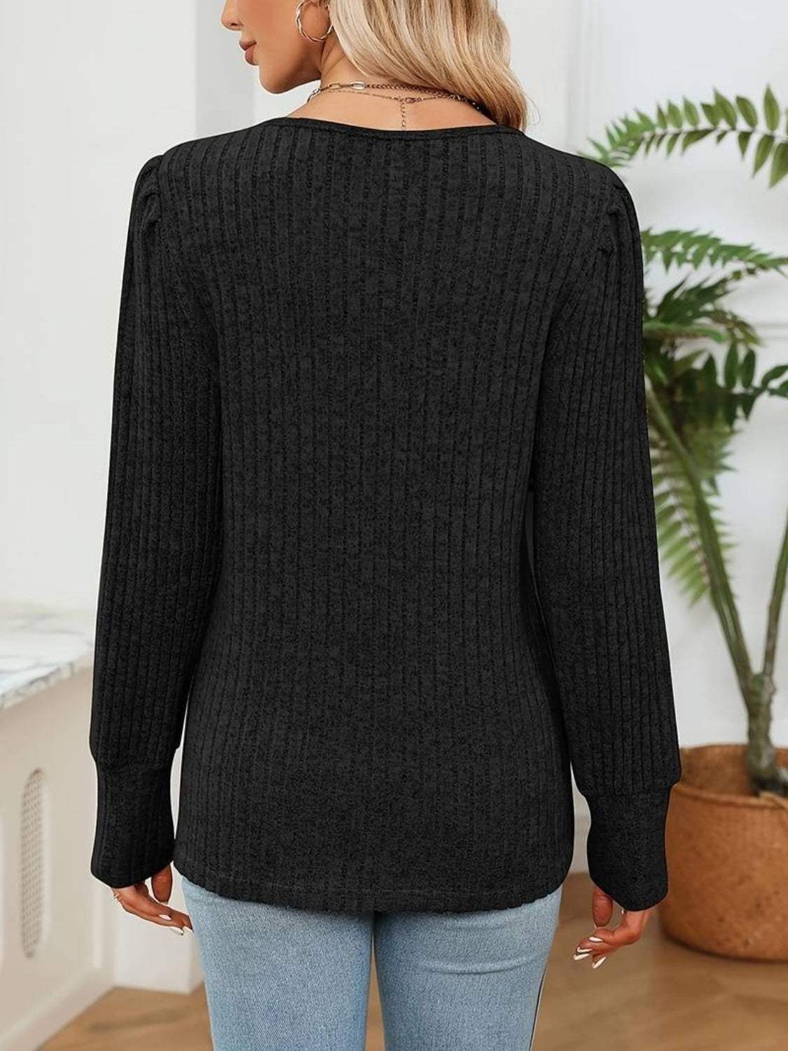 V-Neck Long Sleeve T-Shirt - Trendsi - Flyclothing LLC