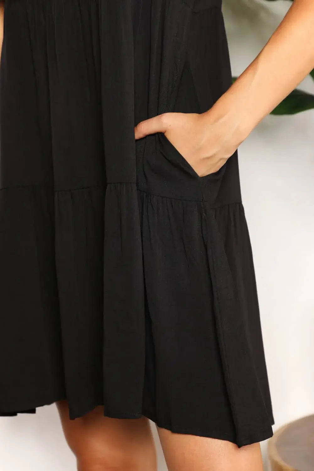 Mandy V-Neck Flounce Sleeve Tiered Dress - Trendsi - Flyclothing LLC