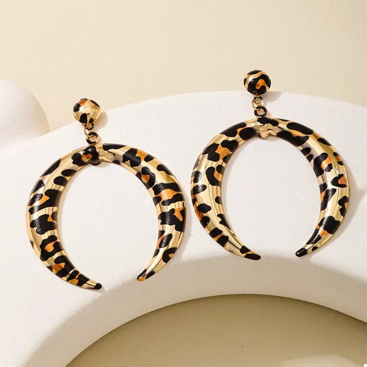 Leopard Crescent Dangle Earrings - Trendsi - Flyclothing LLC