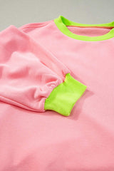 Contrast Round Neck Long Sleeve Sweatshirt - Trendsi - Flyclothing LLC