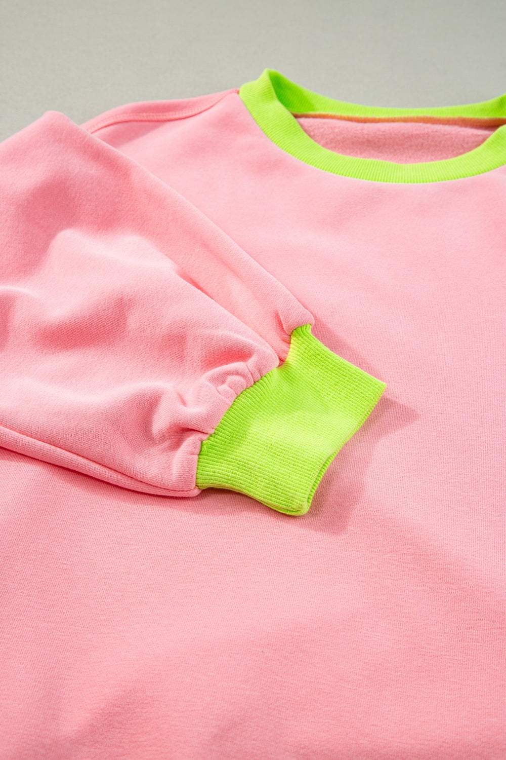 Contrast Round Neck Long Sleeve Sweatshirt - Trendsi - Flyclothing LLC