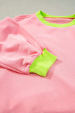 Contrast Round Neck Long Sleeve Sweatshirt - Trendsi - Flyclothing LLC
