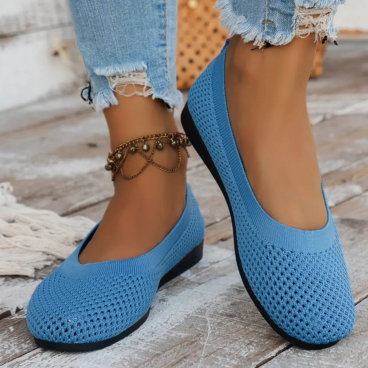 Solid Color Mesh Flat Slip-Ons - Trendsi - Flyclothing LLC