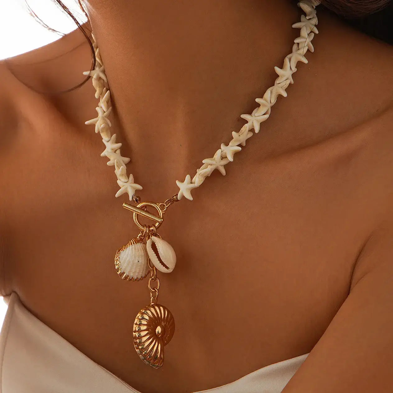 Starfish Shell Pendant Necklace - Trendsi - Flyclothing LLC