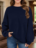 Full Size Texture Round Neck Long Sleeve Sweatshirt - Trendsi - Flyclothing LLC