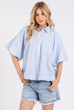 Mittoshop Button Down Striped Puff Sleeve Shirt - Trendsi