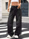 Wide Leg Cargo Jeans - Trendsi - Flyclothing LLC