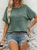Half Button Short Sleeve T-Shirt - Trendsi