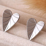 Stainless Steel Heart Leaf Stud Earring - Trendsi - Flyclothing LLC