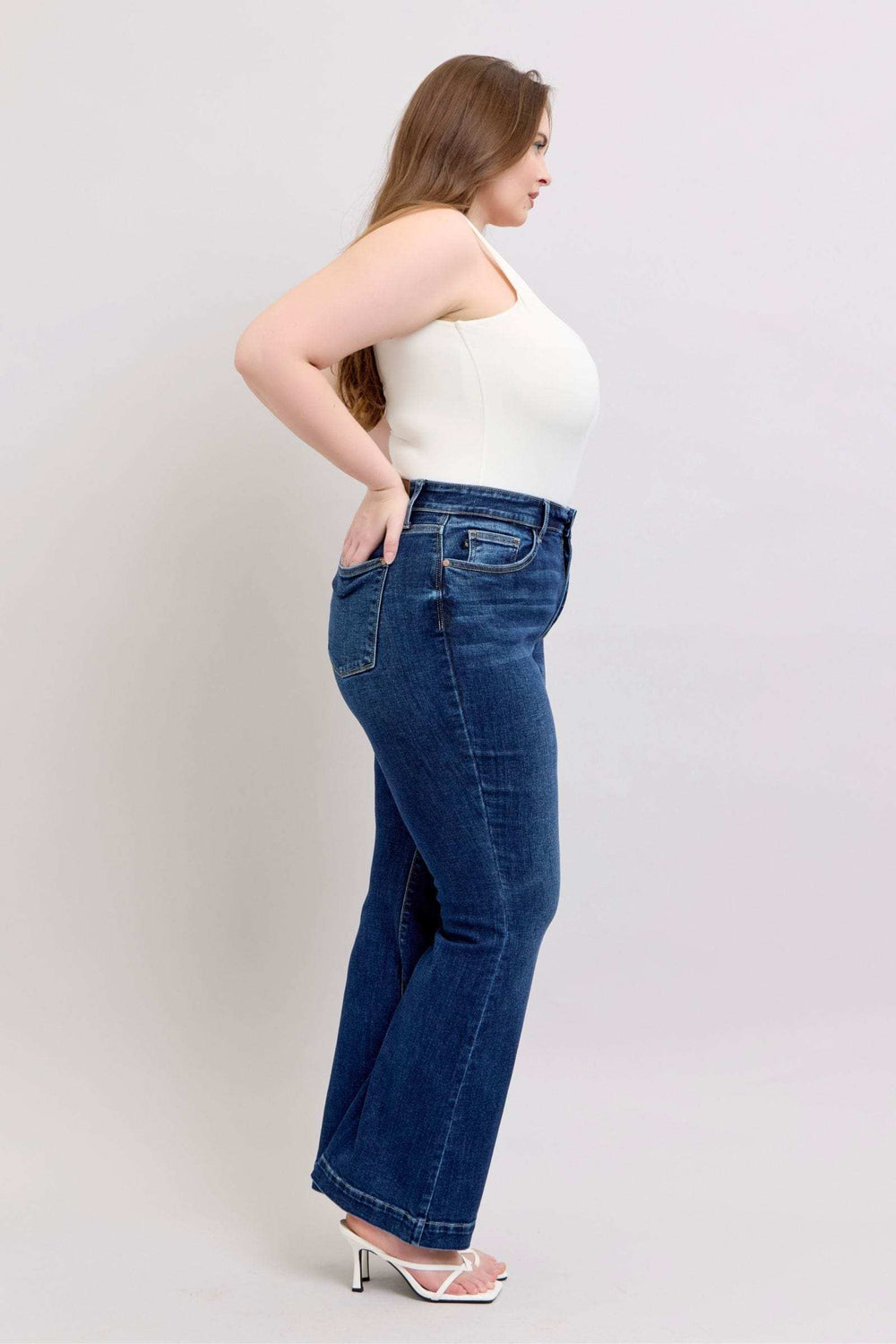 Judy Blue Full Size High Rise Flare Jeans with Pockets Plus Size - Trendsi - Flyclothing LLC