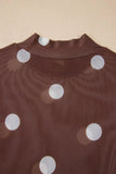 Vintage Polka Dot Print Mesh Long Sleeve Bodysuit - Trendsi - Flyclothing LLC