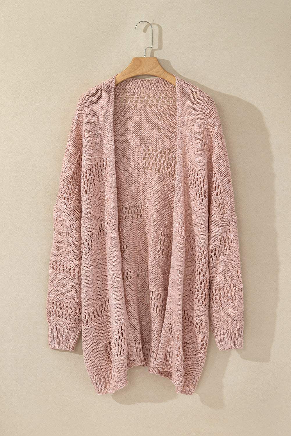 Openwork Open Front Long Sleeve Cardigan - Trendsi - Flyclothing LLC