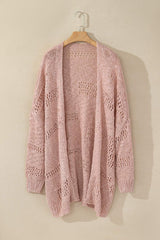 Openwork Open Front Long Sleeve Cardigan - Trendsi - Flyclothing LLC