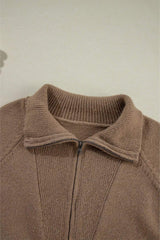Zip Up Long Sleeve Geometric Cardigan - Trendsi - Flyclothing LLC