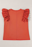 Ruffled Round Neck Cap Sleeve Blouse - Trendsi - Flyclothing LLC