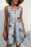 Printed V-Neck Sleeveless Mini Dress - Trendsi - Flyclothing LLC