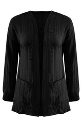 Full Size Textured Open Front Long Sleeve Cardigan - Trendsi - Flyclothing LLC