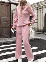 Half Zip Sweatshirt and Wide-Leg Pants Set - Trendsi - Flyclothing LLC
