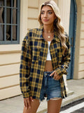 Plaid Collared Neck Long Sleeve Shirt - Trendsi - Flyclothing LLC