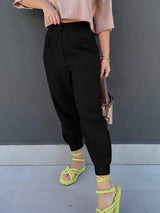 High Waist Cropped Pants - Trendsi - Flyclothing LLC