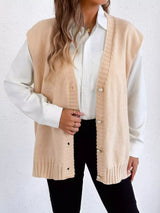 Button-Down Button Up Sweater Vest - Trendsi - Flyclothing LLC