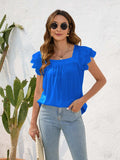 Ruffled Square Neck Cap Sleeve Blouse - Trendsi - Flyclothing LLC