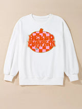 Halloween Pumpkin Patched Pattern Long Sleeve Sweatshirt - Trendsi - Flyclothing LLC