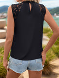 Lace Detail Mock Neck Sleeveless Top - Trendsi